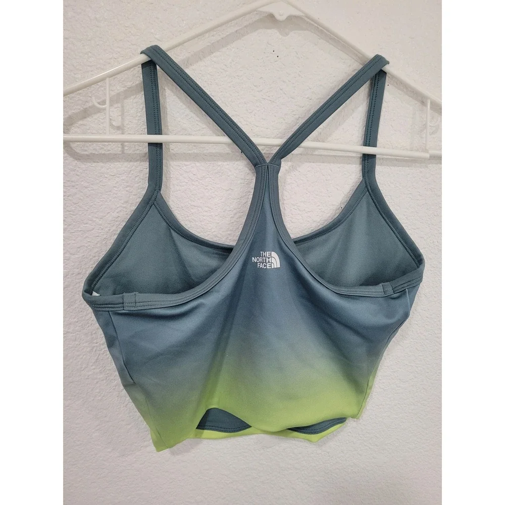 The North Face Women Ombre Athletic Sports Bra Crop Top XS Blue Racerback #21‎